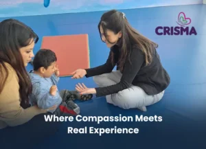 Student volunteer offering supportive patient interaction in a healthcare setting